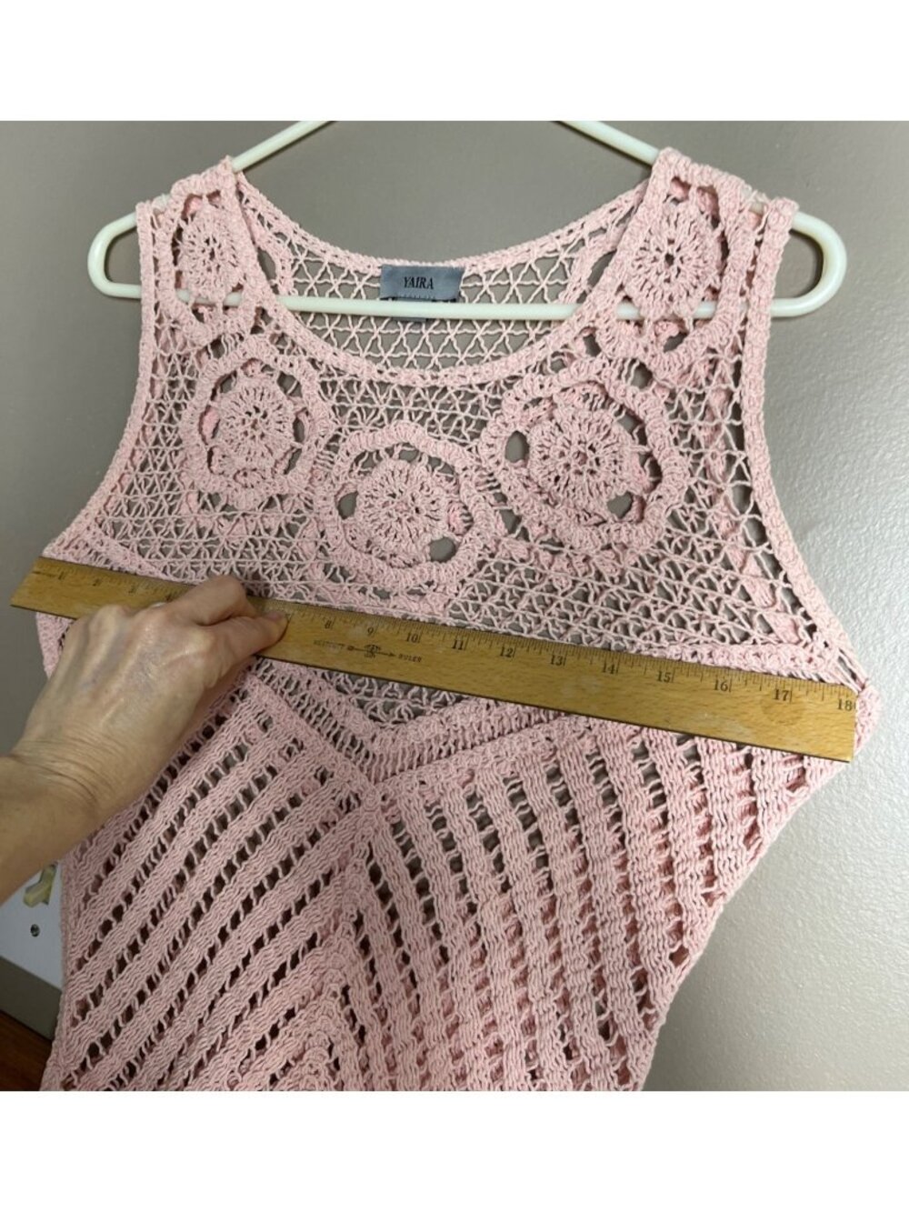 Yaira Crochet Vest Peach Pullover Cotton Top Cottagecore Dainty Fairy Womens S - Picture 4 of 5